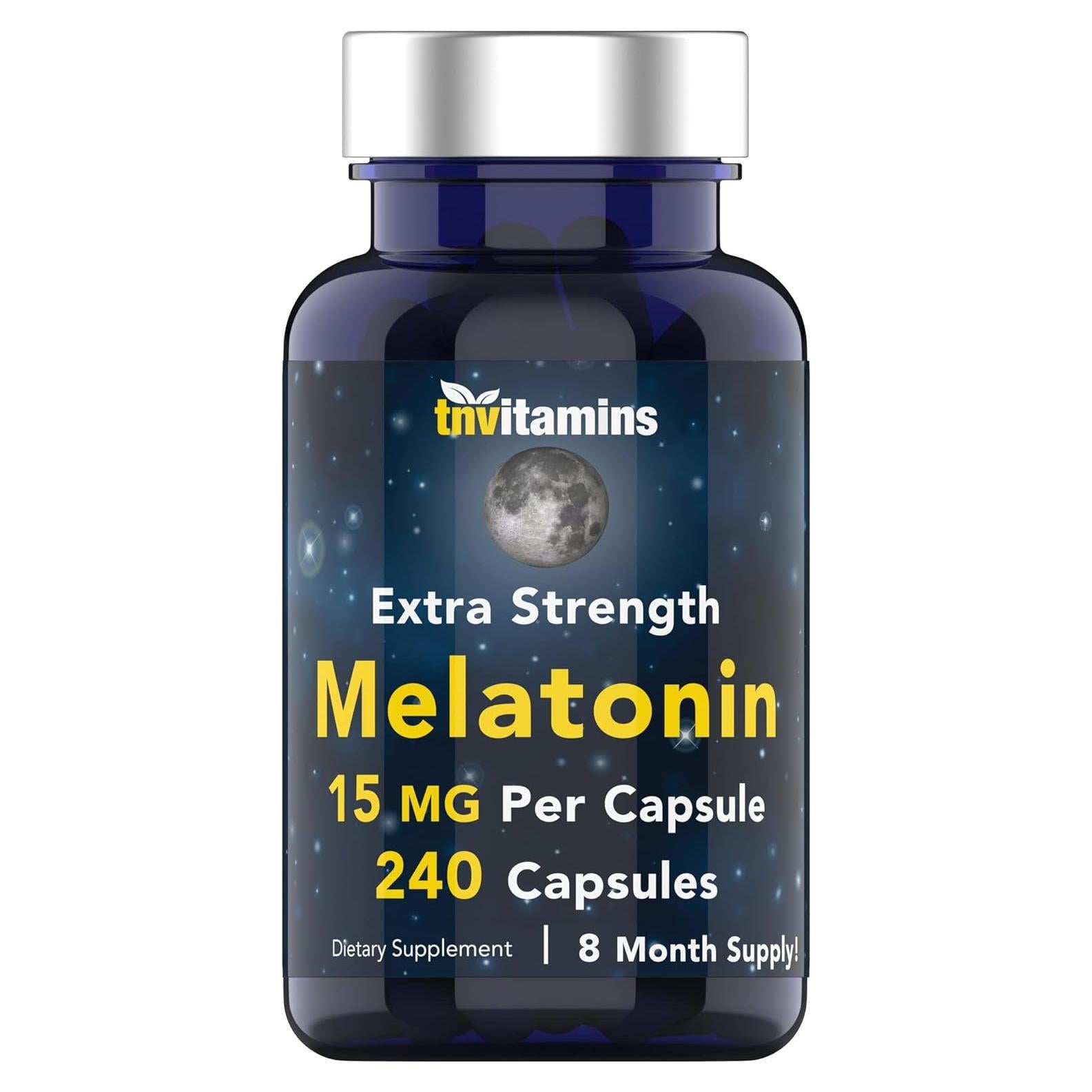 Melatonina 15 MG TNVitamins - 240 Cápsulas Naturales para Dormir
