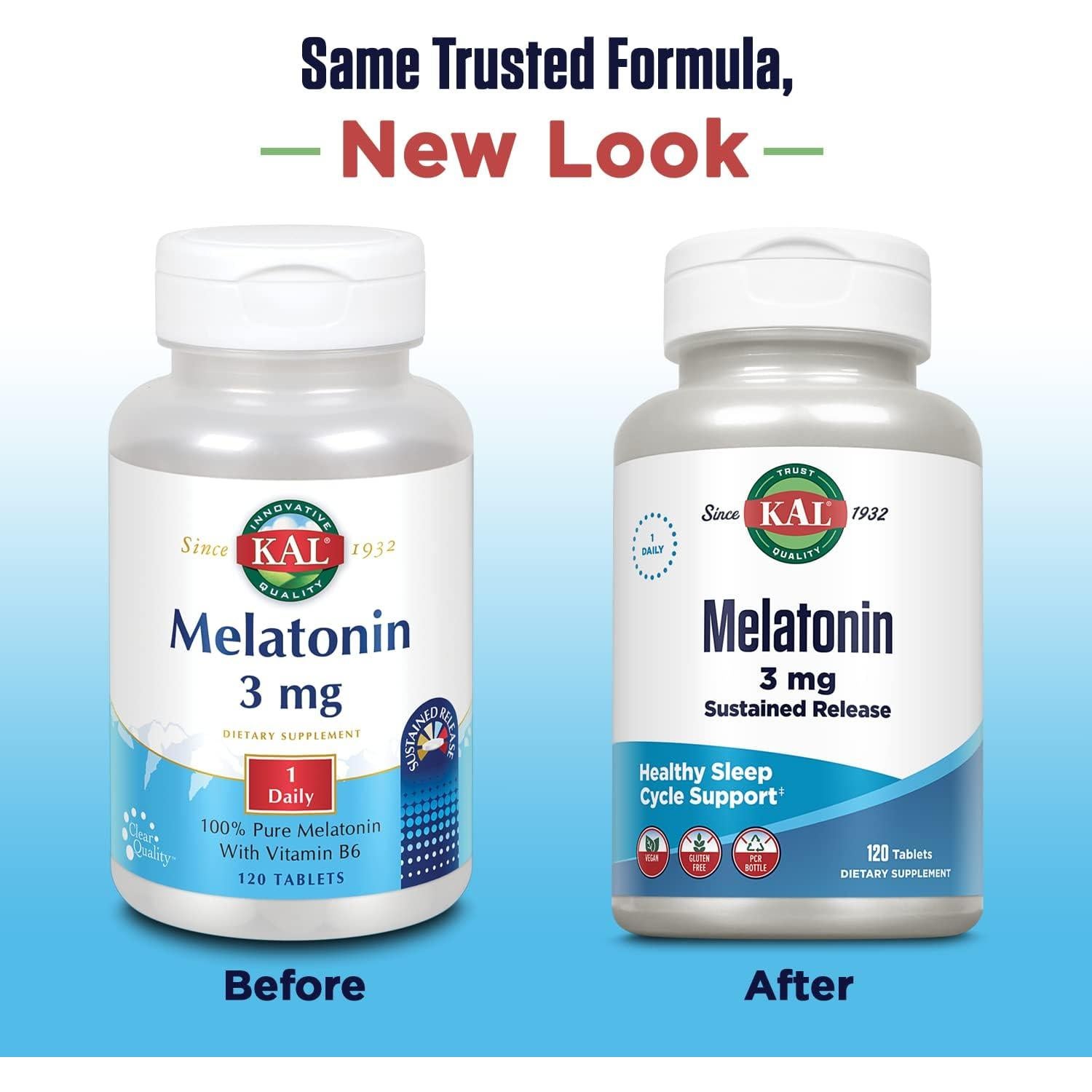 Suplemento de Melatonina KAL 3mg Liberación Sostenida 120 Tabletas