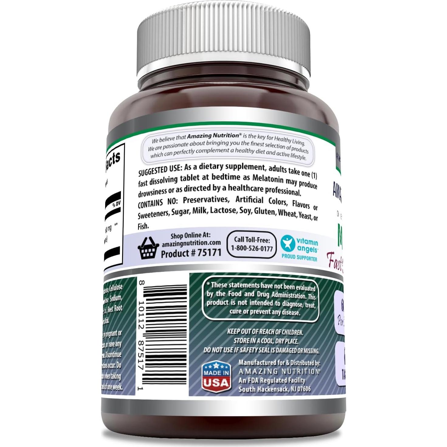 Suplemento de Melatonina 60 mg Fórmulas Asombrosas 60 Tabletas