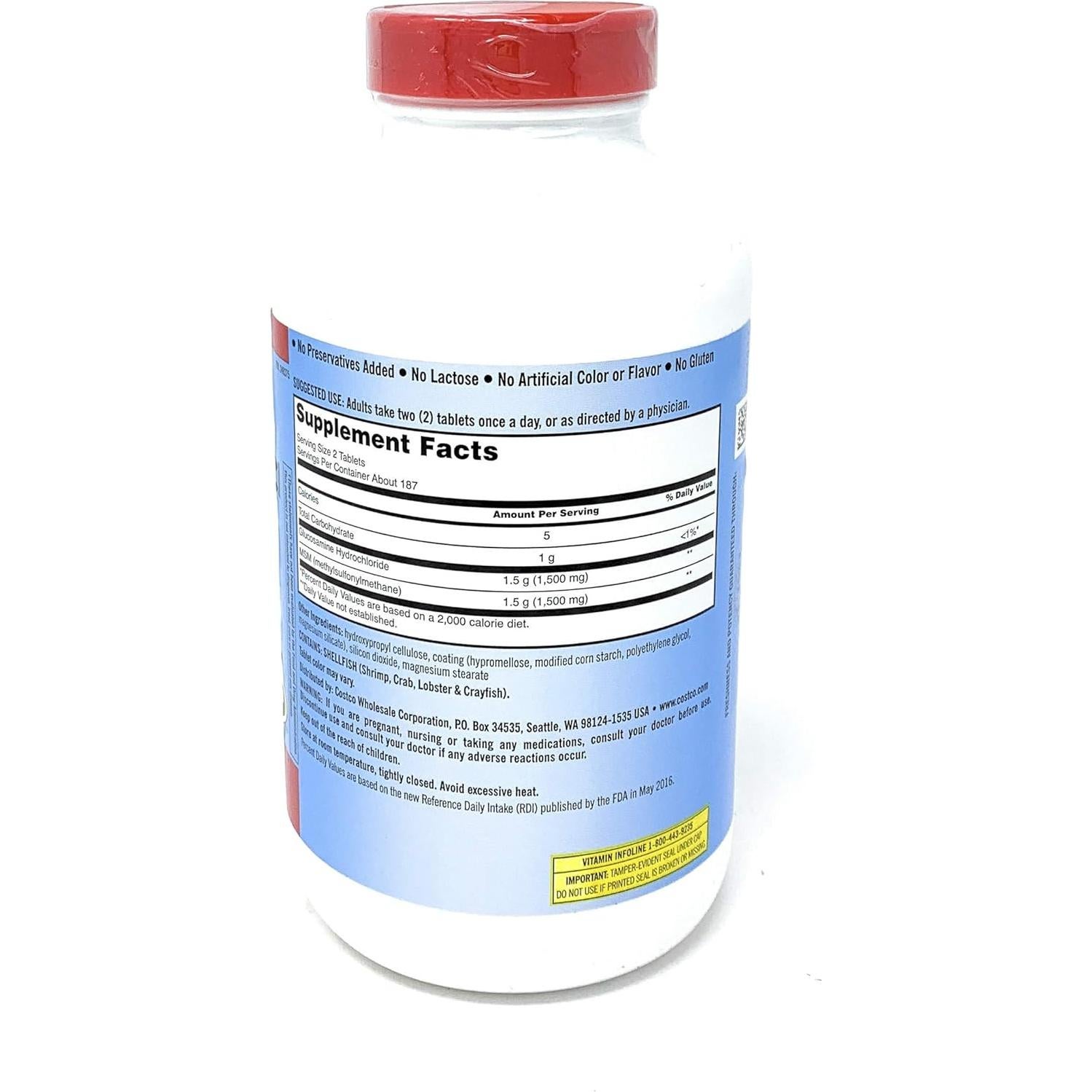 Glucosamina HCI con MSM Kirkland Signature 375 Tabletas