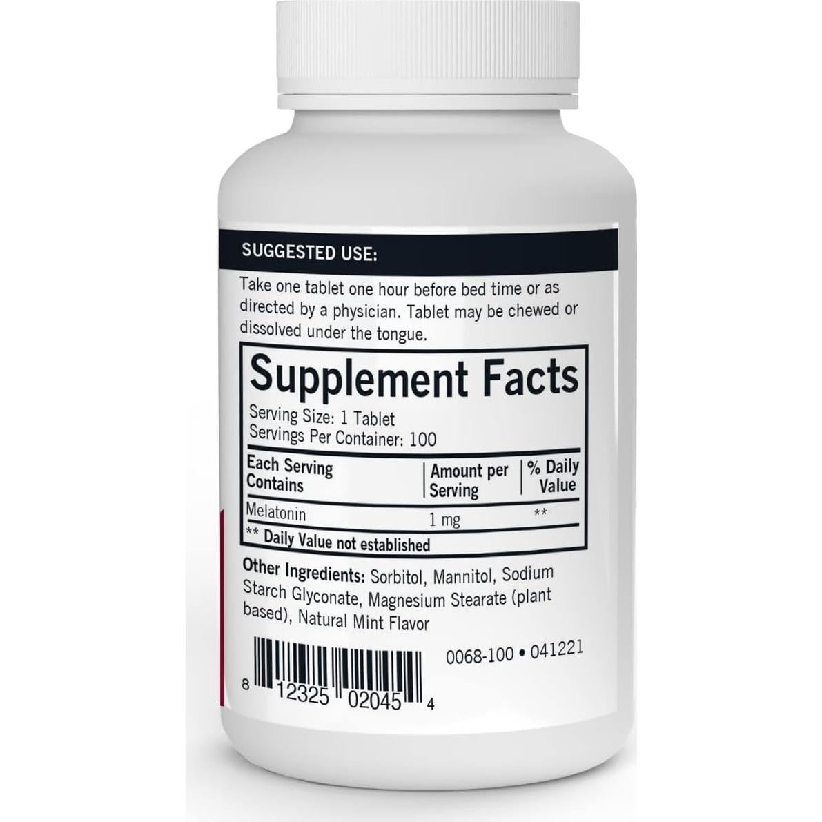 Tabletas Masticables de Melatonina Kirkman 1 mg - 100 Unidades - Sabor Menta