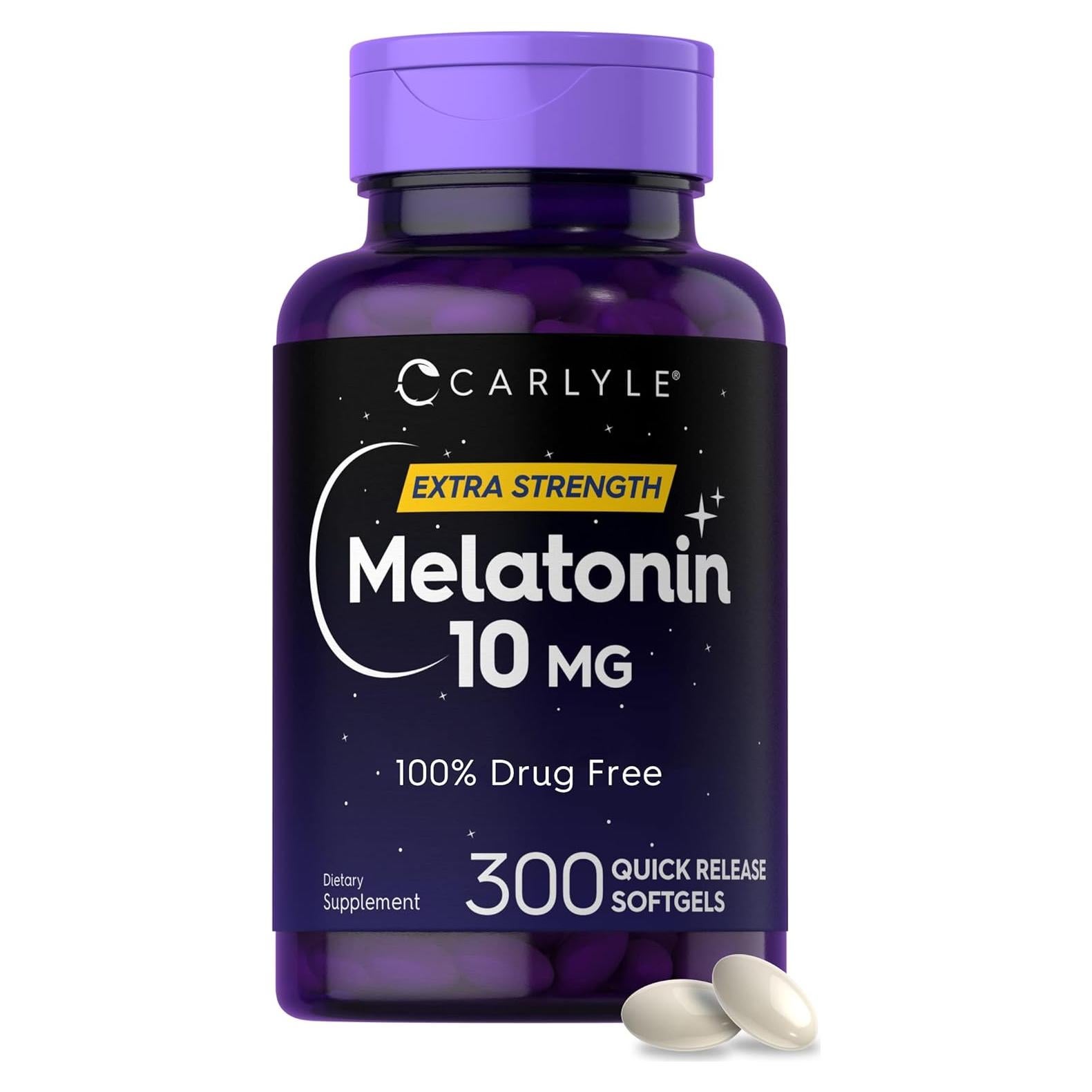 Melatonina 10mg Carlyle 300 Softgels Sin Gluten y OGM
