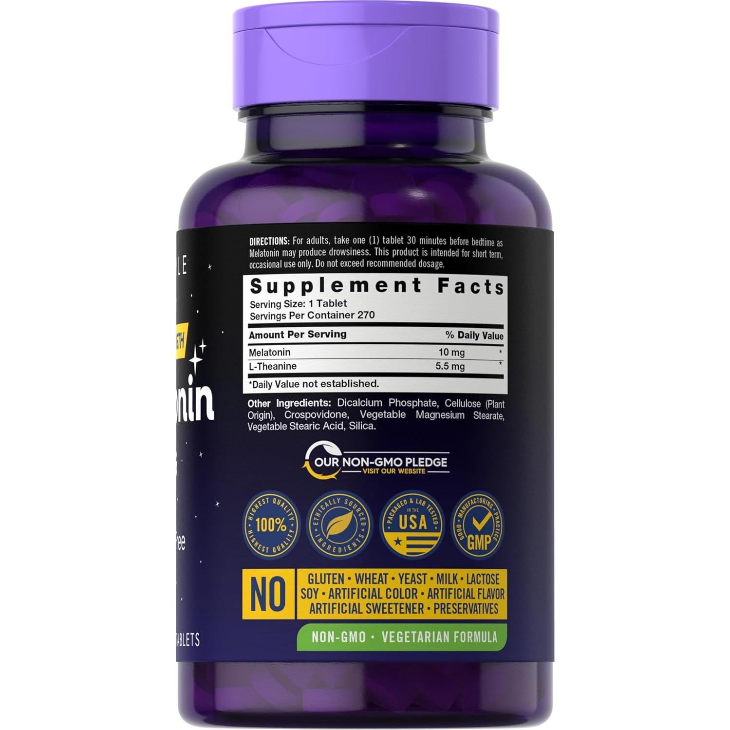 Carlyle Melatonina 10mg 270 Tabletas Vegetarianas L-Theanina