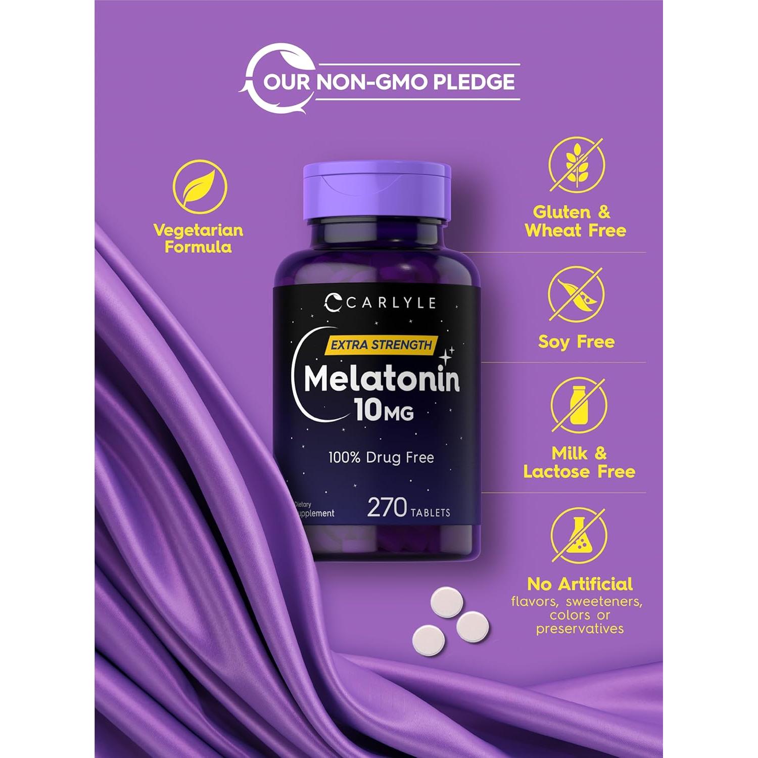 Carlyle Melatonina 10mg 270 Tabletas Vegetarianas L-Theanina