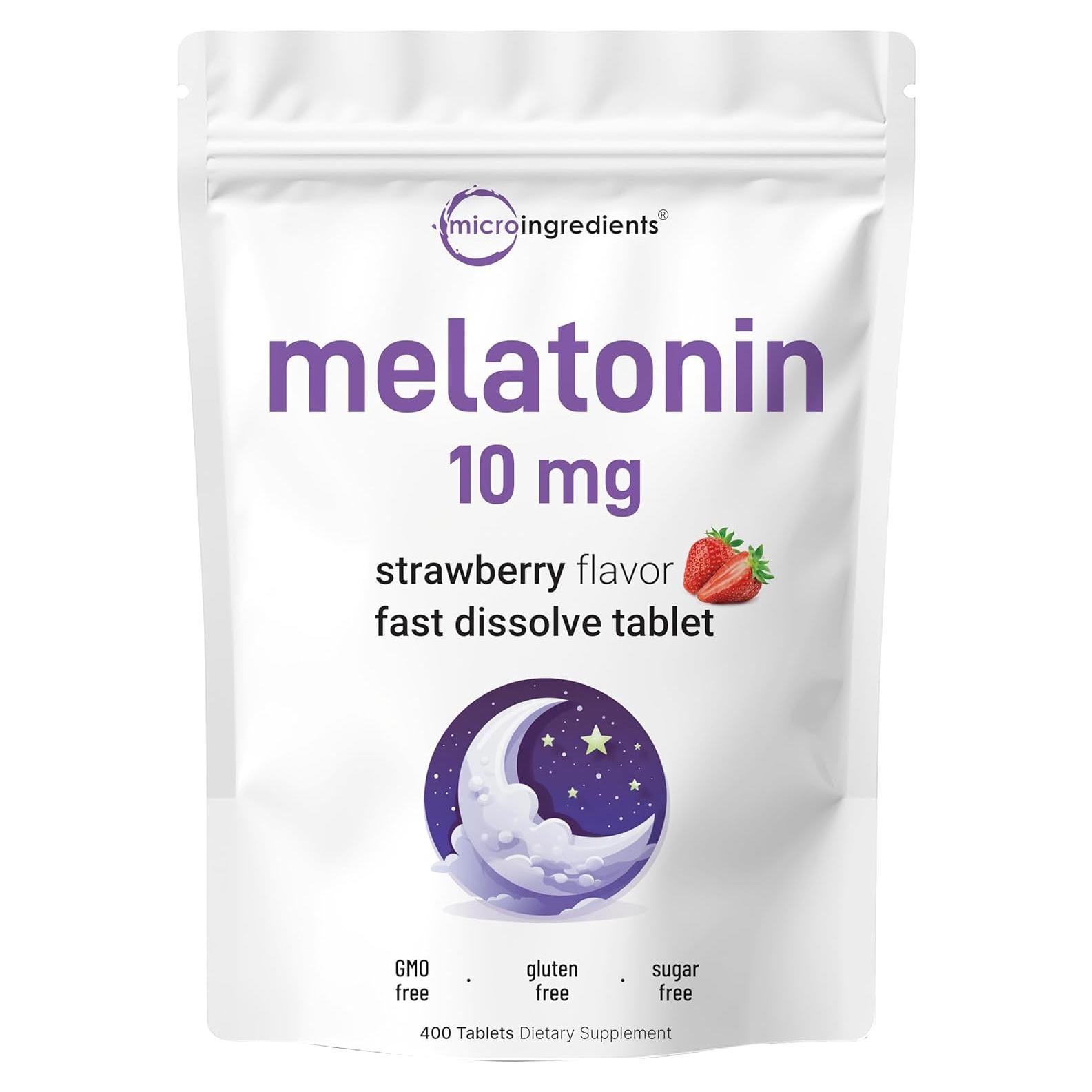 Melatonina 10mg Micro Ingredients 400 Tabletas Sabor Fresa