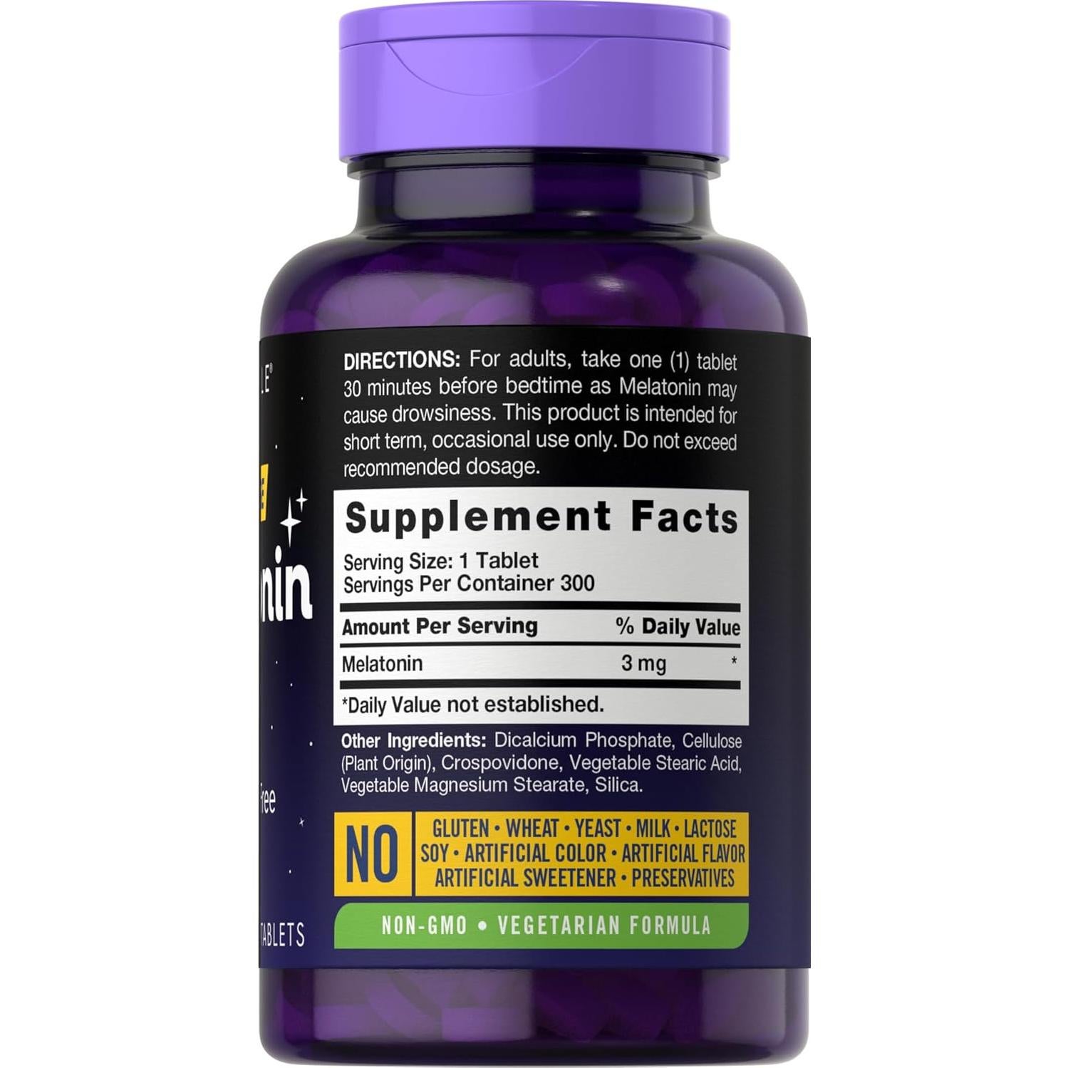 Melatonina 3mg Carlyle | 300 Tabletas Vegetarianas | Sin Gluten