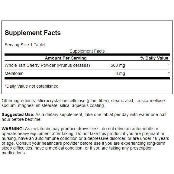 Cereza Ácida Swanson Ultra con Melatonina 30 Tabletas