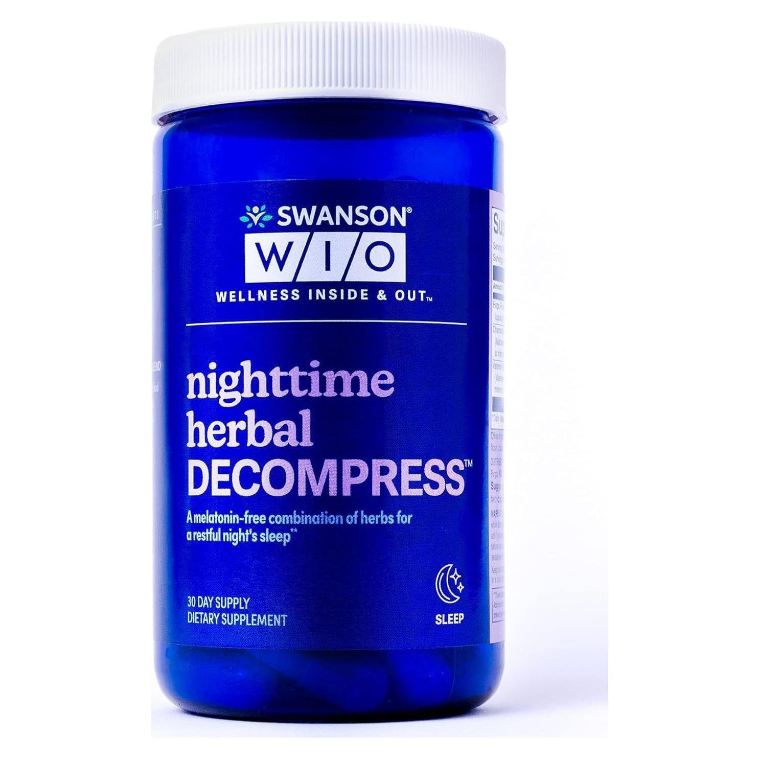 Descompresión Herbal Nocturna Swanson 60 Cápsulas Sin Melatonina