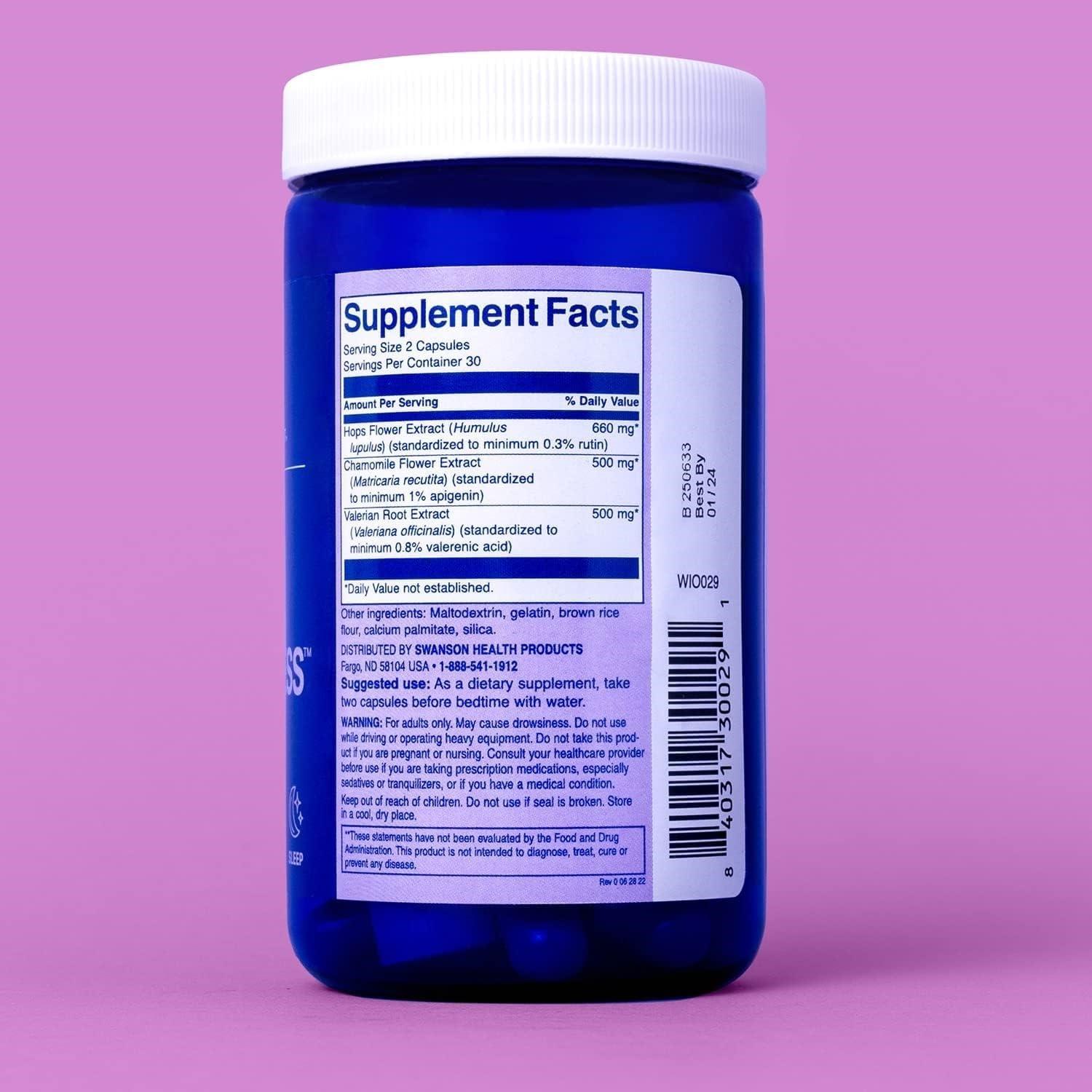 Descompresión Herbal Nocturna Swanson 60 Cápsulas Sin Melatonina