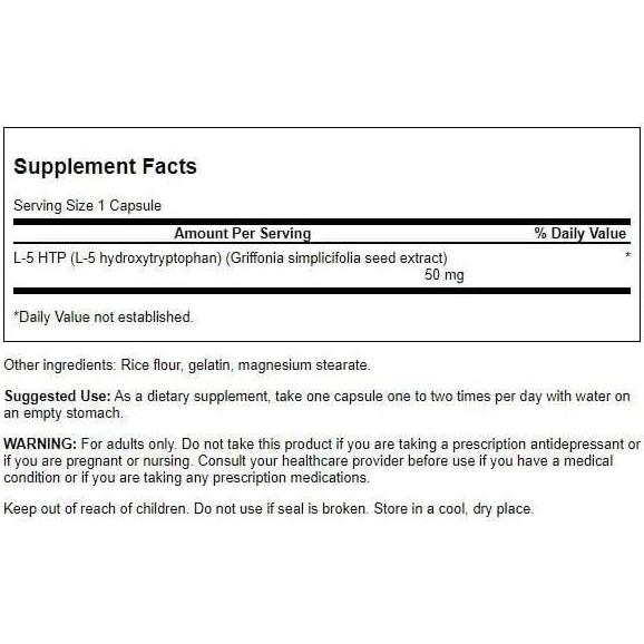 Suplemento Swanson 5-HTP 50 mg - 60 Cápsulas - Bienestar