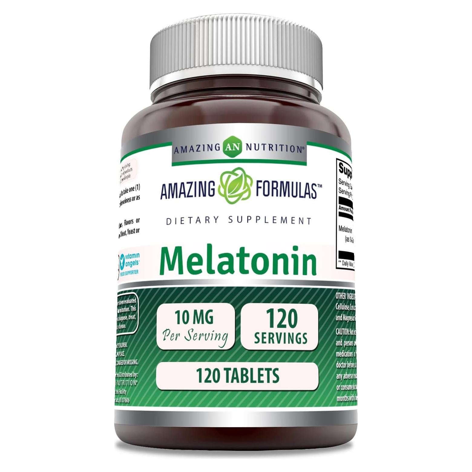 Suplemento de Melatonina 10 Mg Fórmulas Asombrosas 120 Tabletas