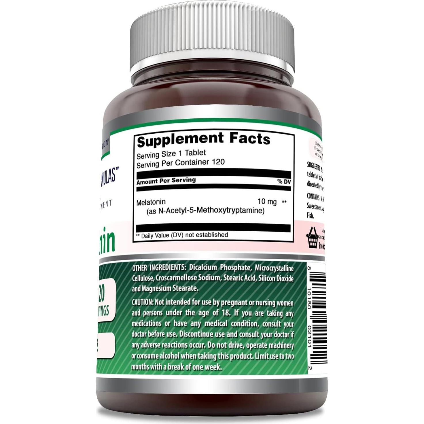 Suplemento de Melatonina 10 Mg Fórmulas Asombrosas 120 Tabletas