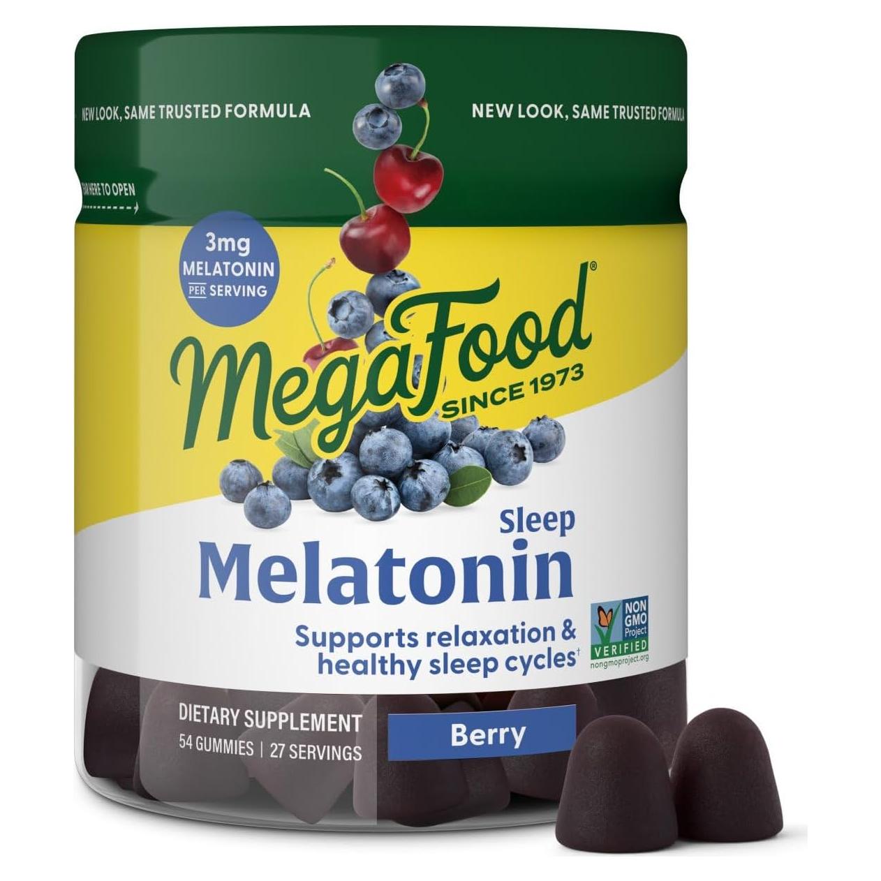 Gominolas de Melatonina MegaFood 3mg - Sabor Baya 54 Unidades