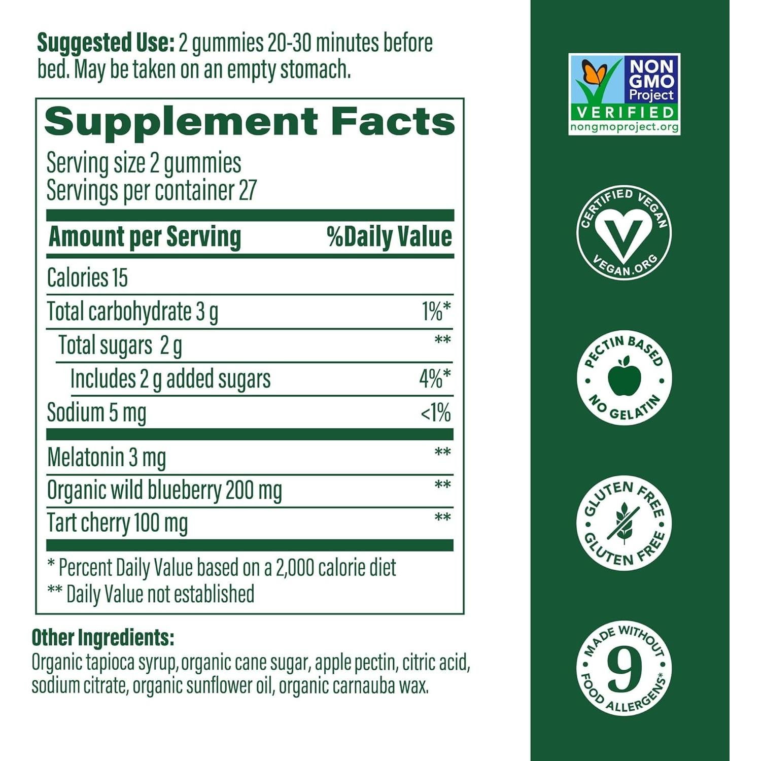 Gominolas de Melatonina MegaFood 3mg - Sabor Baya 54 Unidades