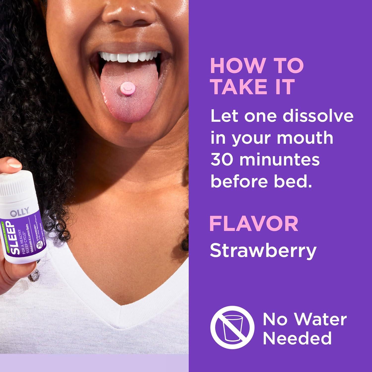 Tabletas de Melatonina OLLY Sueño Rápido 3mg Sabor Fresa - 30 Unidades