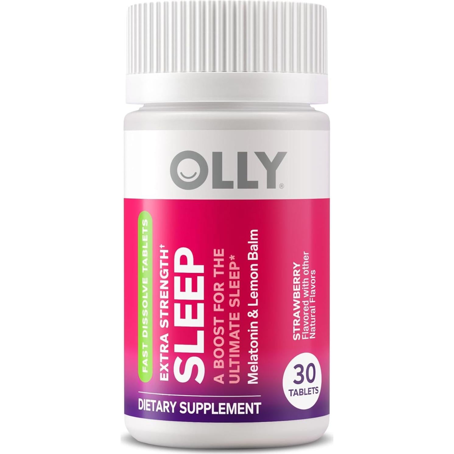 Tabletas de Sueño OLLY Extra Fuertes 5mg Melatonina Sabor Fresa - 30ct