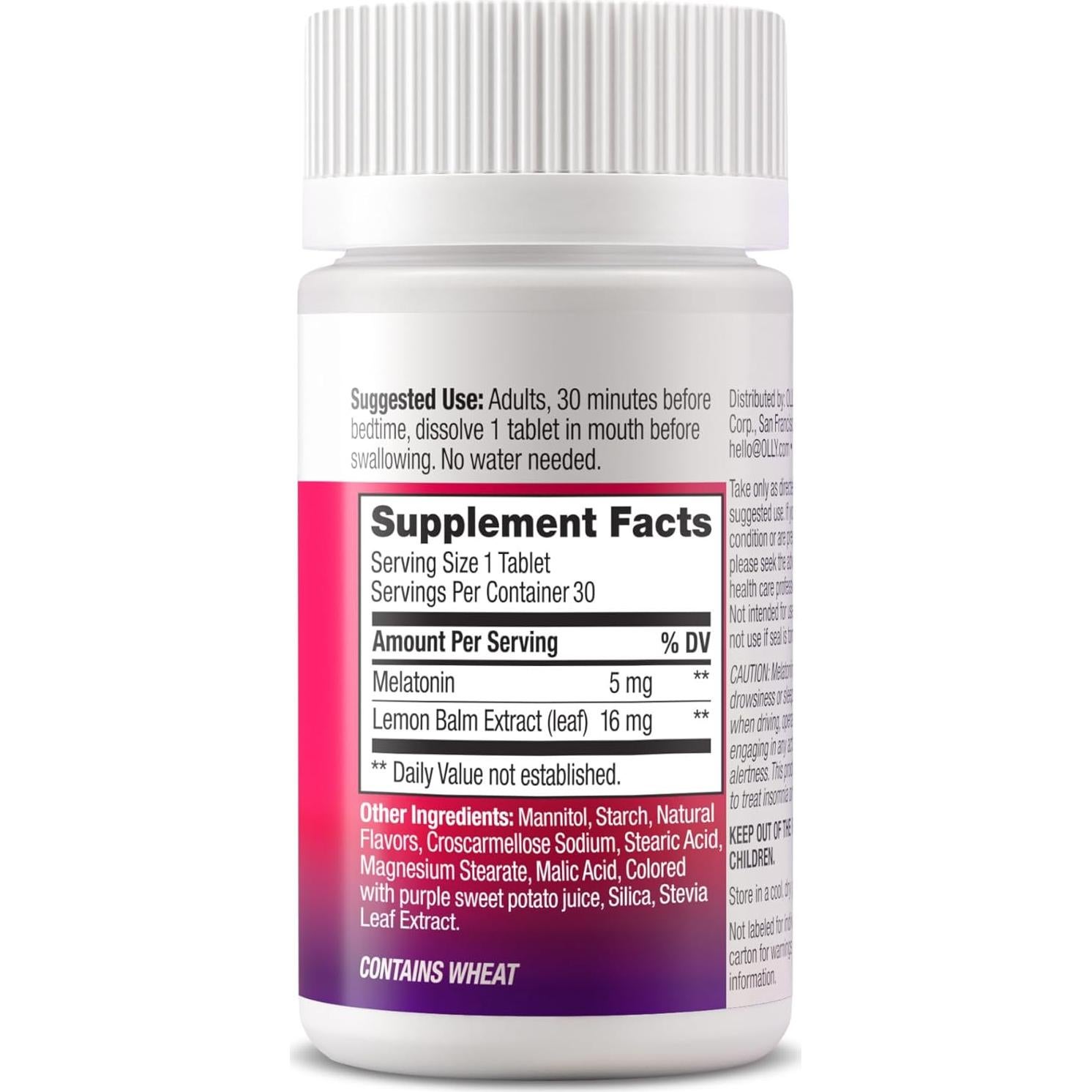 Tabletas de Sueño OLLY Extra Fuertes 5mg Melatonina Sabor Fresa - 30ct