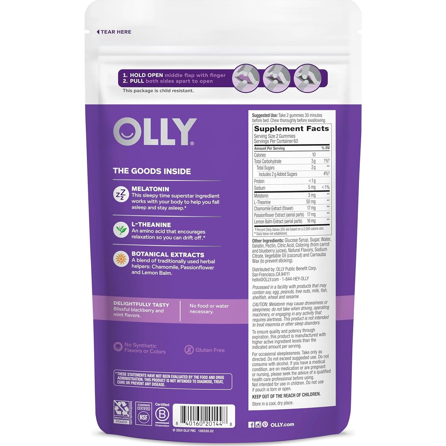 Gomitas para Dormir OLLY Sleep 120 Unidades Melatonina 3 mg