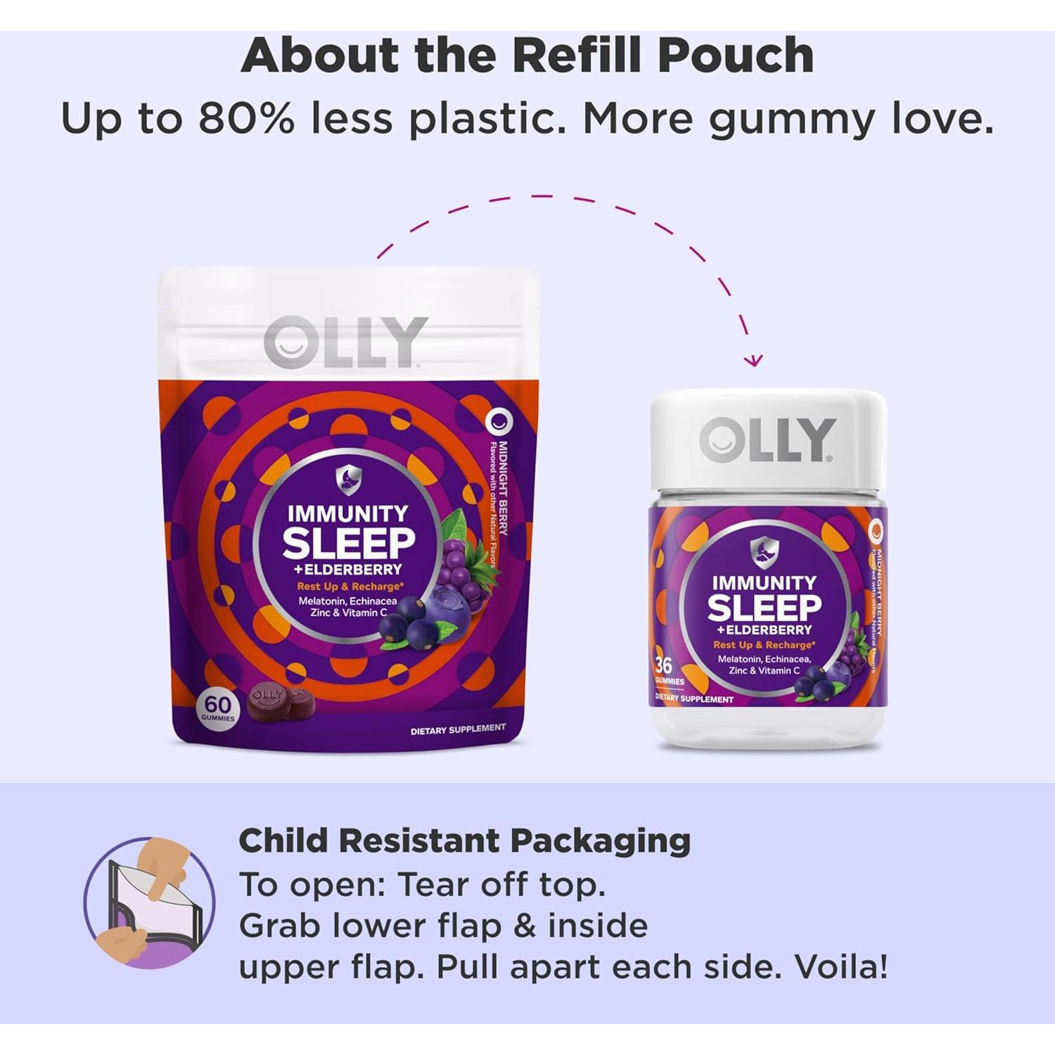 Gomitas OLLY Inmunidad Sueño 60 unidades - Melatonina, Zinc, Vitamina C