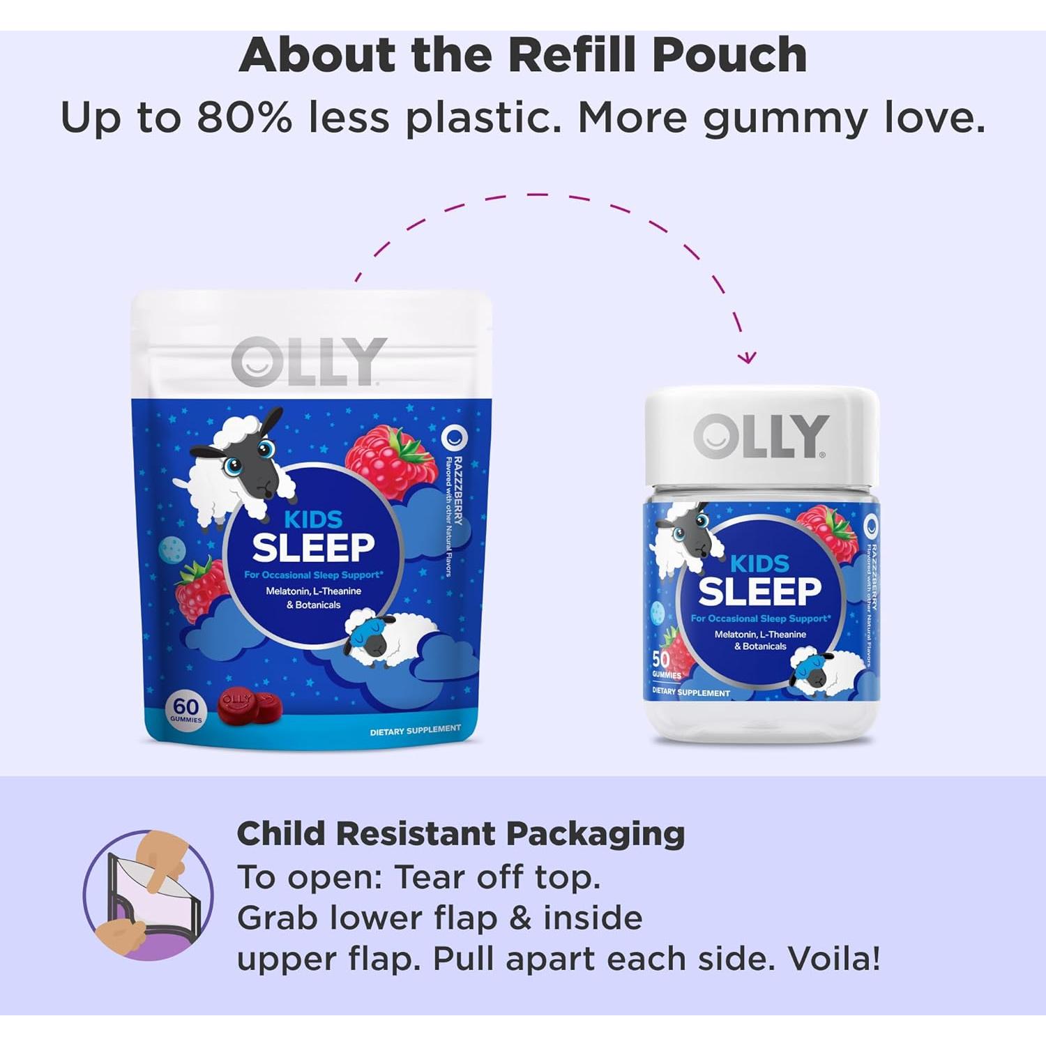 Gominolas OLLY para dormir niños 0.5mg Melatonina Frambuesa - 60 Unidades