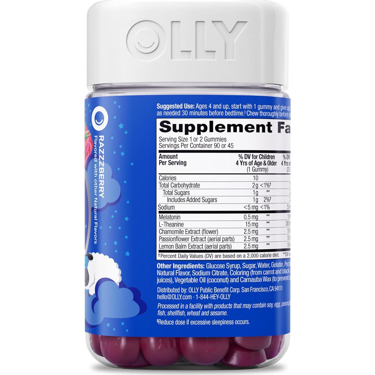 Gominolas OLLY para dormir niños 90 unidades 0.5mg melatonina