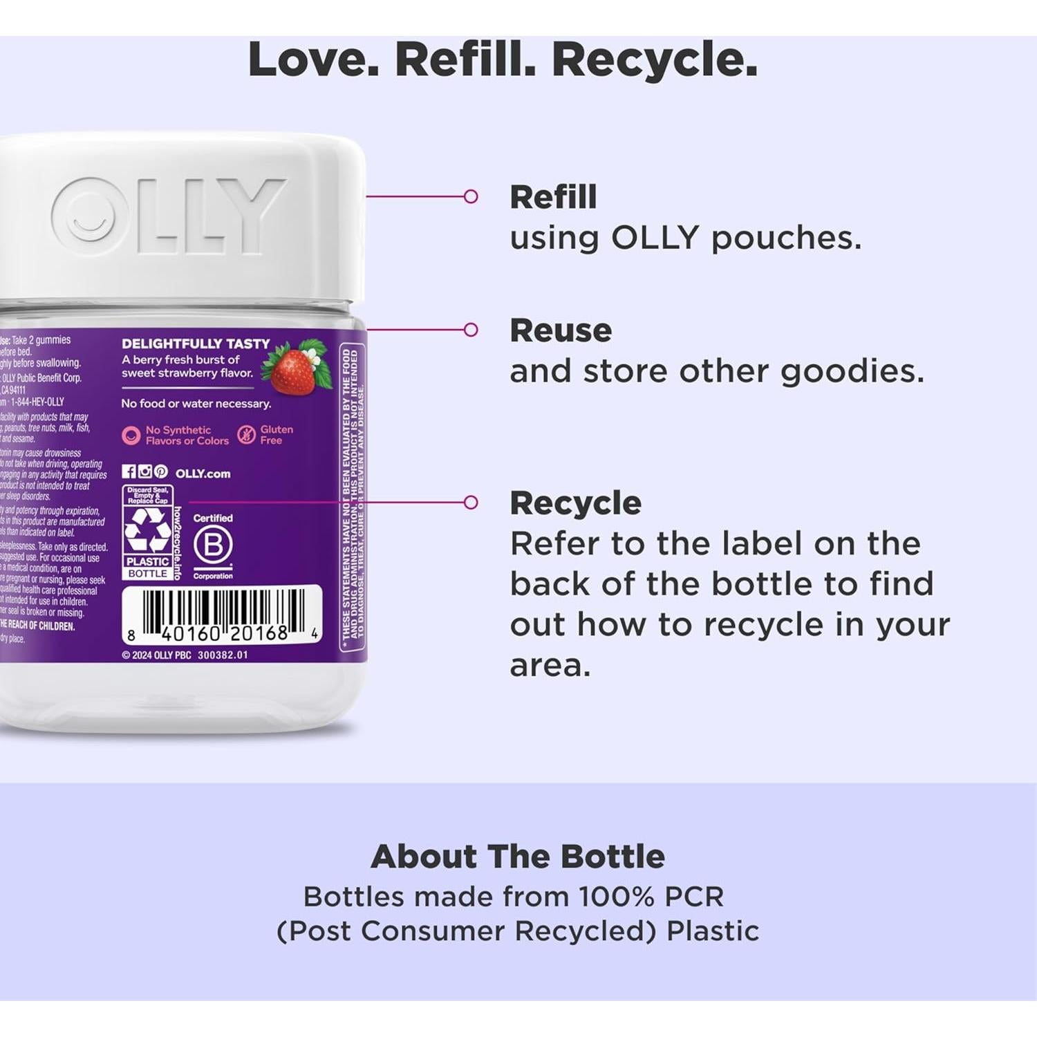 Gominolas para Dormir OLLY 60 Unidades con Melatonina y L-Teanina