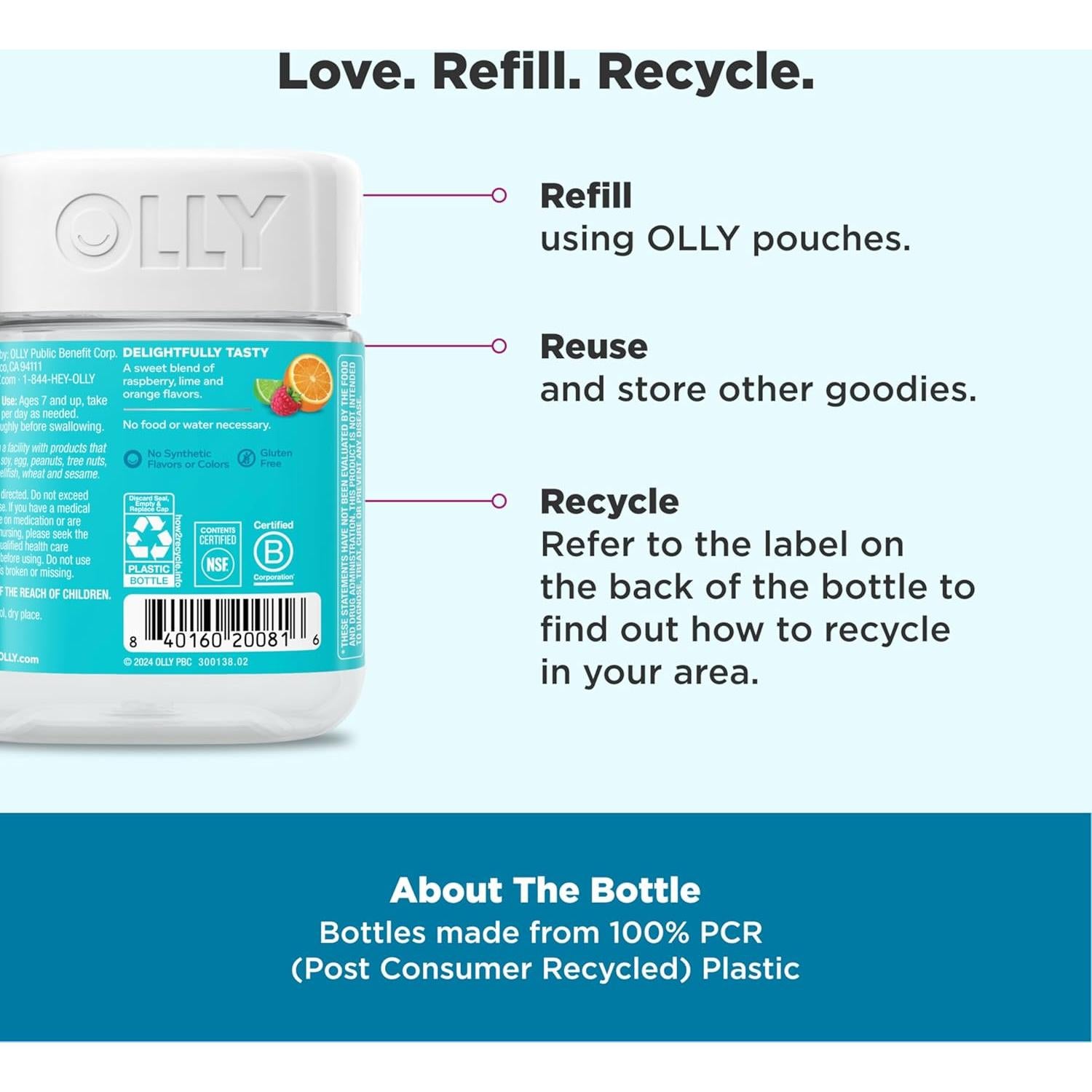 Gomitas OLLY Kids Chillax 50 Conteo - Sabor Sorbete, Magnesio