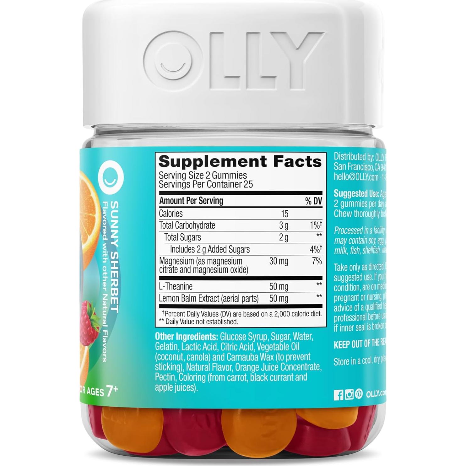 Gomitas OLLY Kids Chillax 50 Conteo - Sabor Sorbete, Magnesio