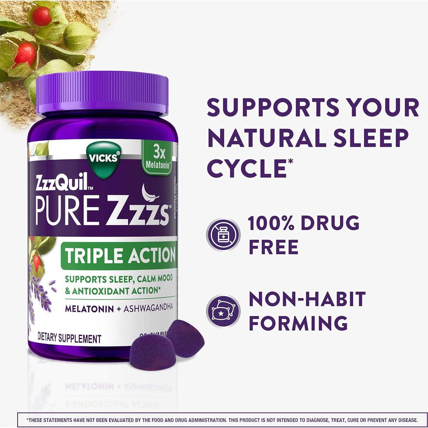 Gominolas ZzzQuil PURE Zzzs 6mg Melatonina y Ashwagandha