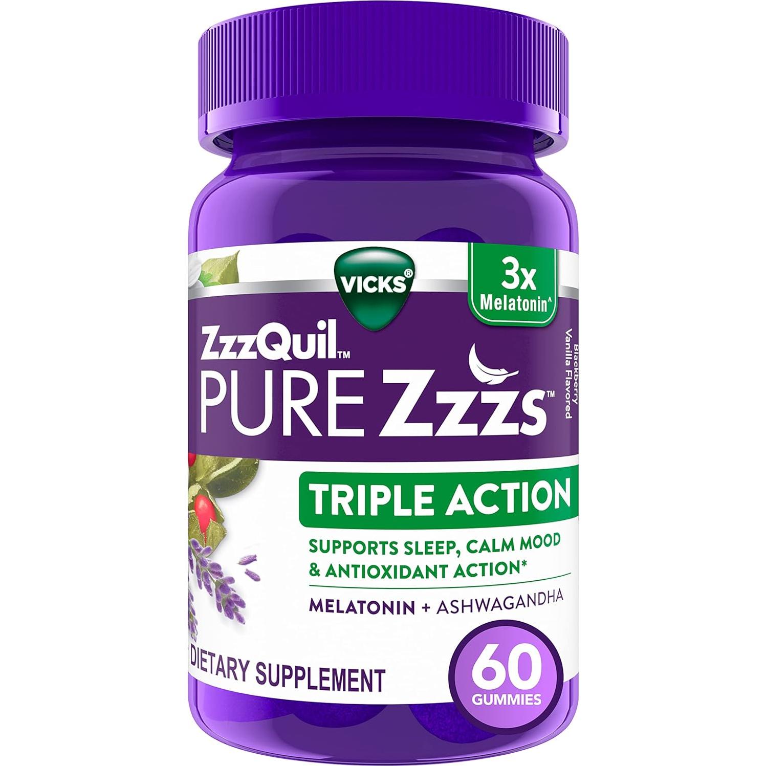 Gominolas ZzzQuil PURE Zzzs 6mg Melatonina y Ashwagandha