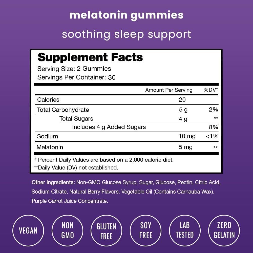 Gomitas de Melatonina Veganas NutraChamps 60 Unidades 2.5mg 5mg 10mg