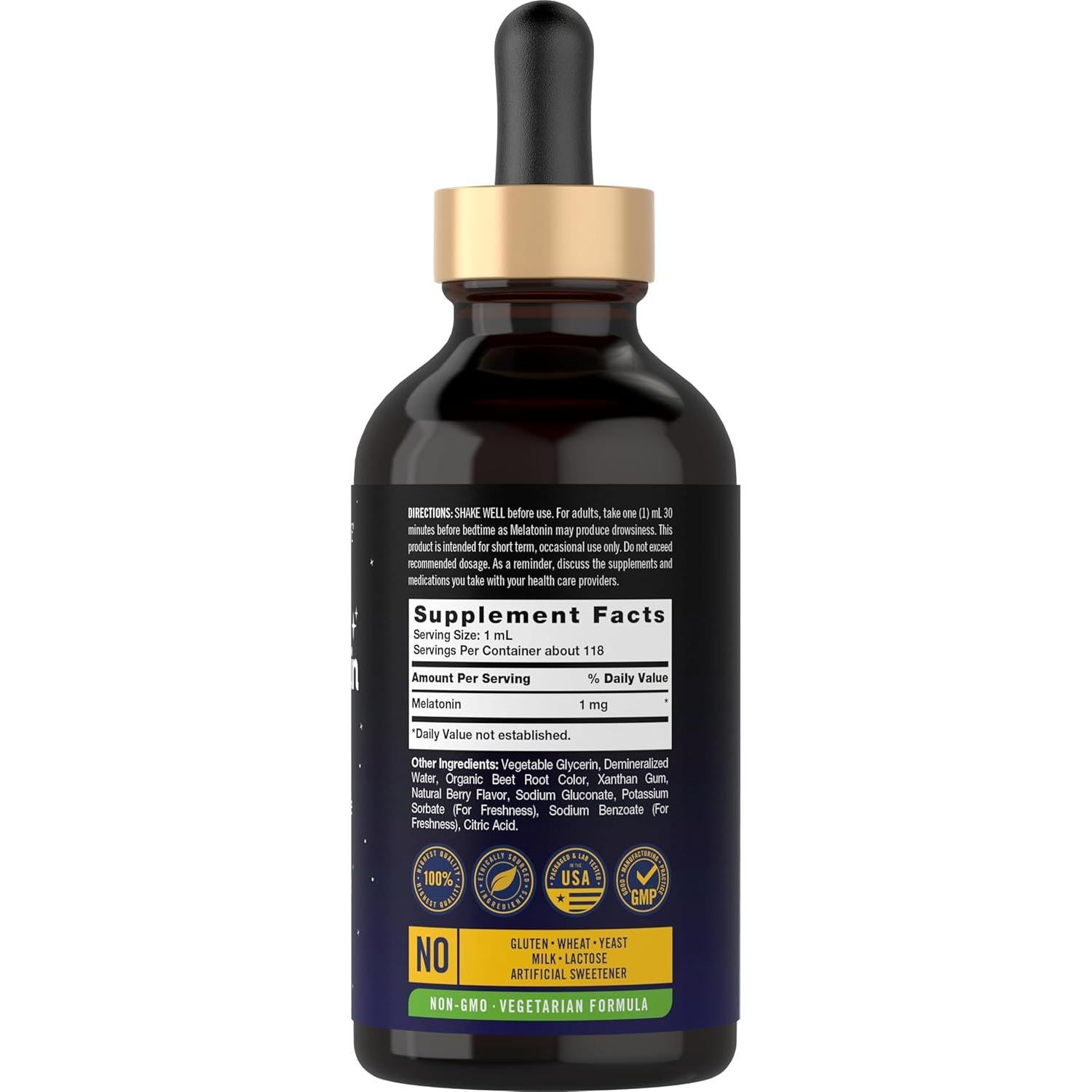 Melatonina Líquida 1mg Carlyle 118.3ml Sabor Baya Suplemento