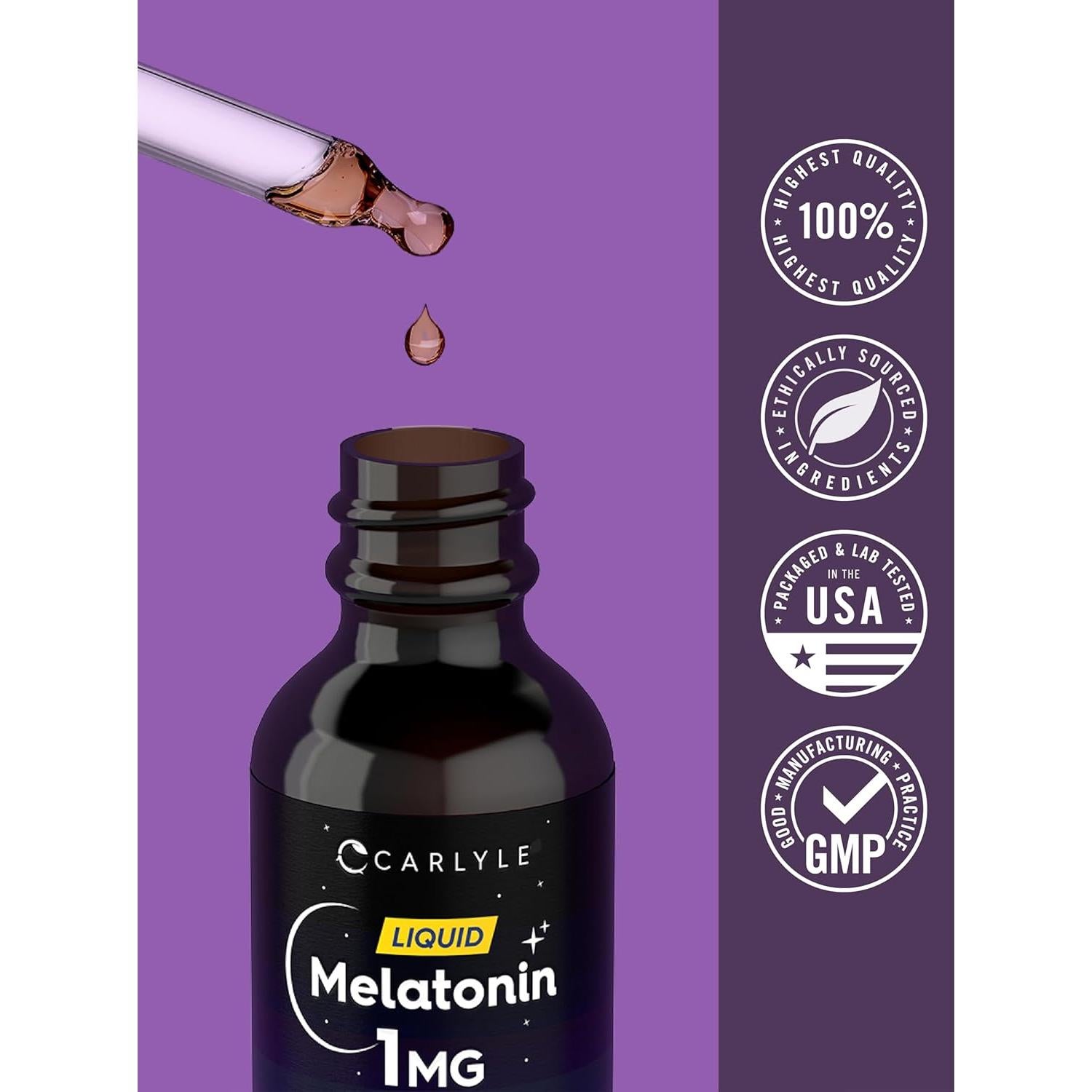 Melatonina Líquida 1mg Carlyle 118.3ml Sabor Baya Suplemento