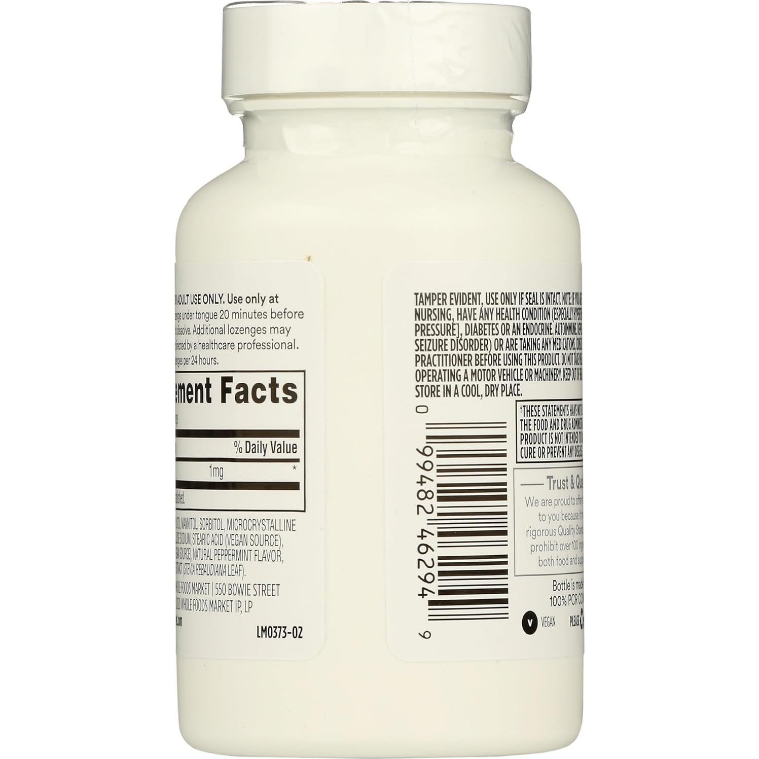 Pastillas de Melatonina 1mg 365 Whole Foods 120 Unidades Menta