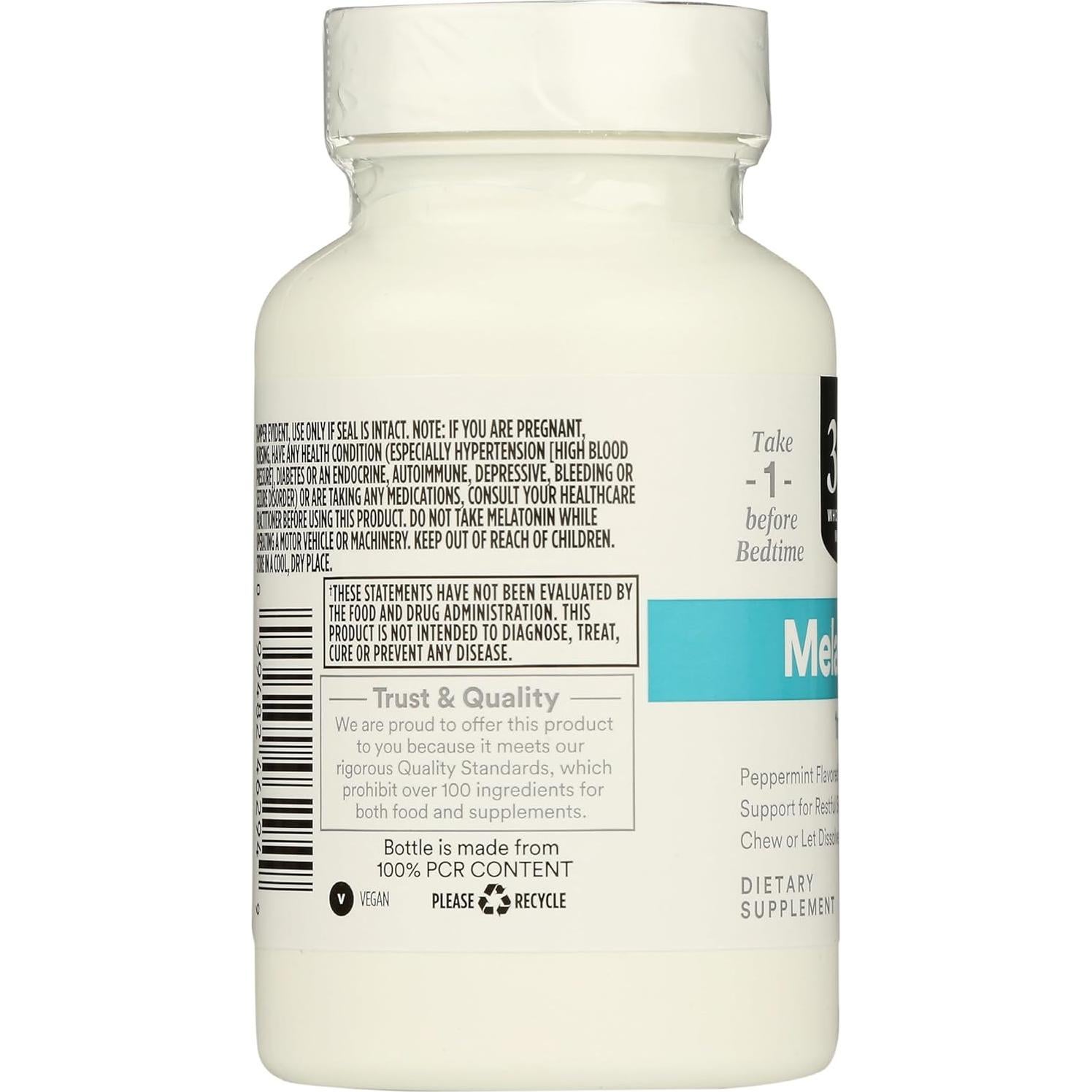 Pastillas de Melatonina 1mg 365 Whole Foods 120 Unidades Menta