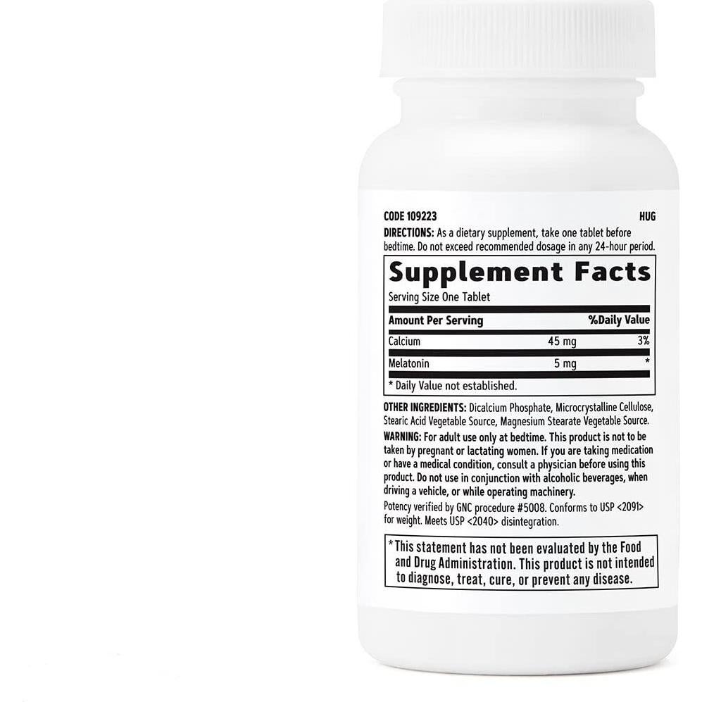 Suplemento GNC Melatonina 5mg - 60 Tabletas Vegetarianas