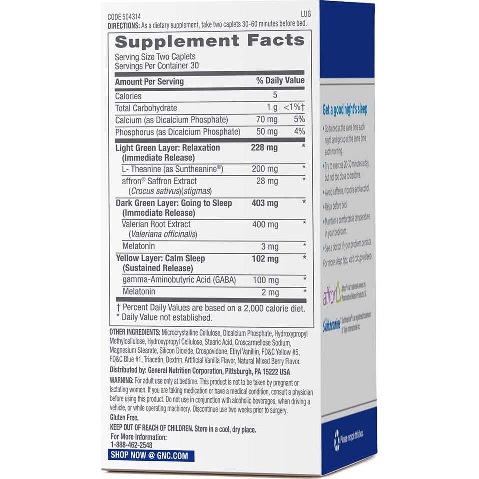 Suplemento GNC Tri-Sueño 60 Tabletas - Relajación y Sueño