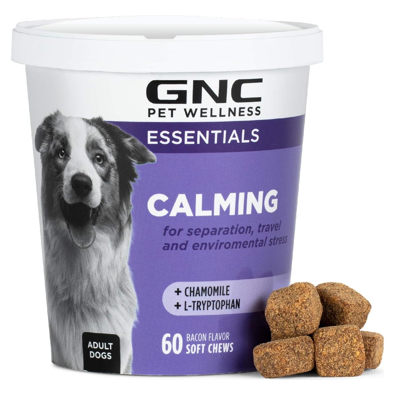Suplemento Calmante GNC Pets para Perros - 60 Golosinas Sabor Tocino