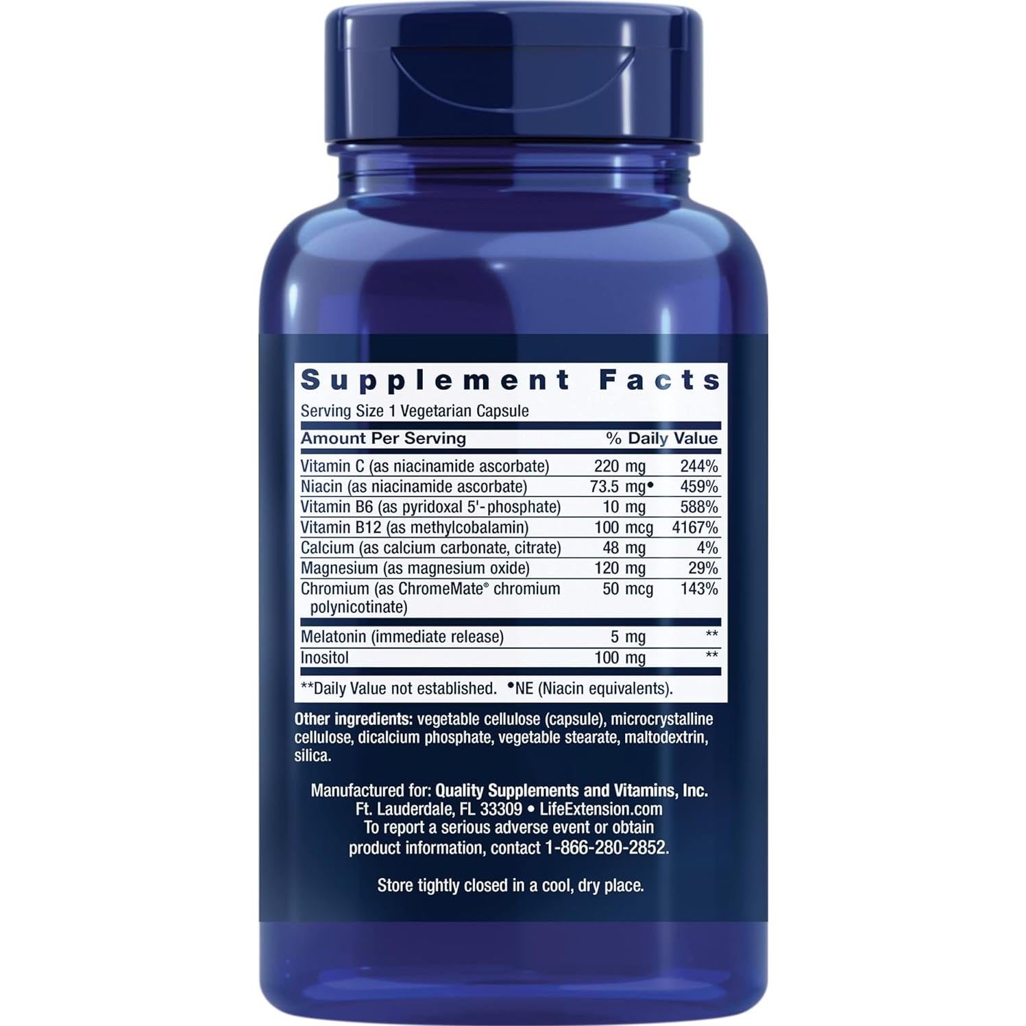 Suplemento de Melatonina Life Extension 5 mg 60 Cápsulas