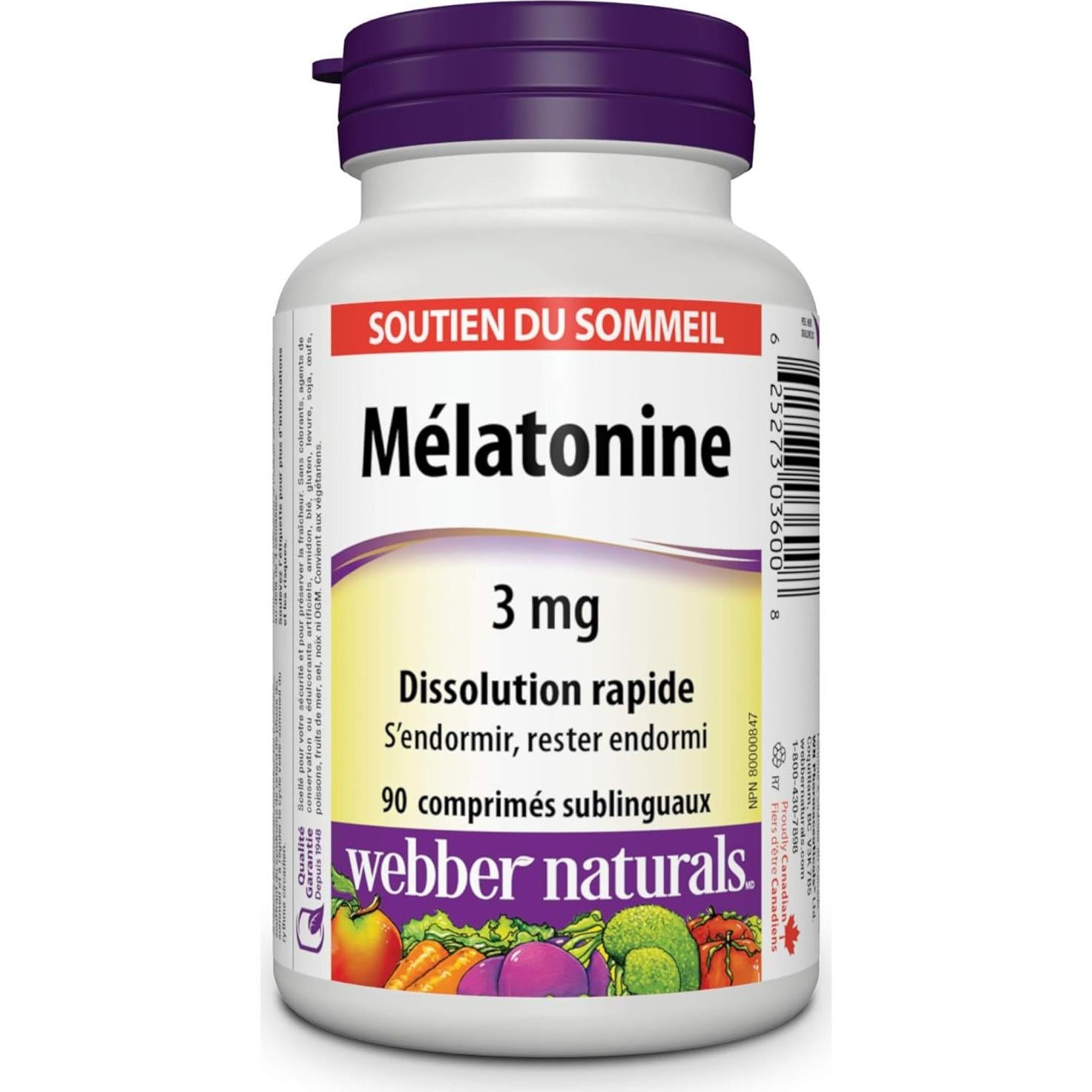 Melatonina 3 mg Webber Naturals 90 Tabletas Sublinguales
