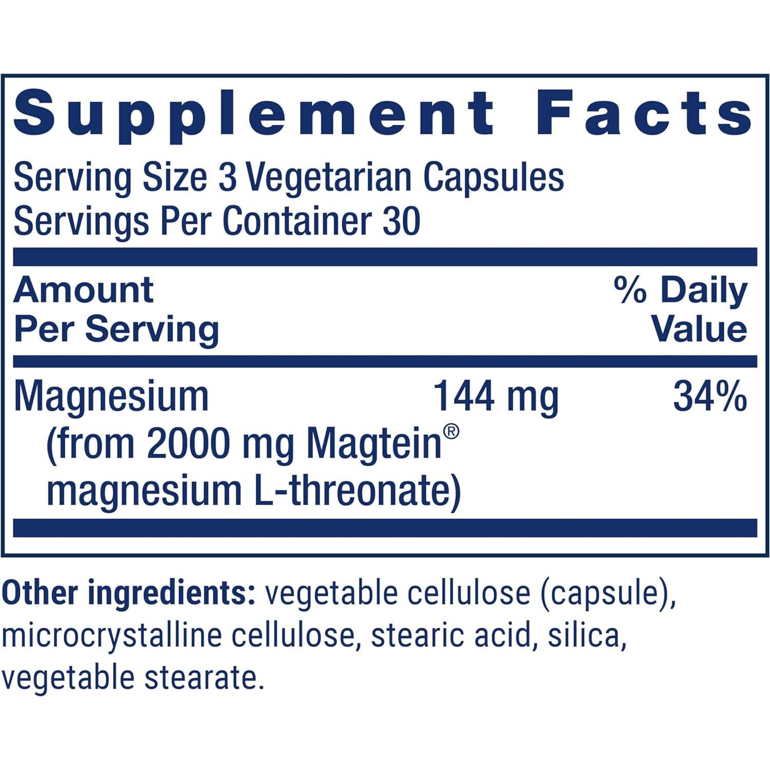 Suplemento de Magnesio L-Treonato Life Extension 90 Cápsulas