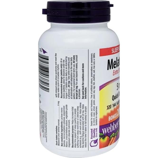 Melatonina Sublingual Webber Naturals 5 mg 144 Tabletas