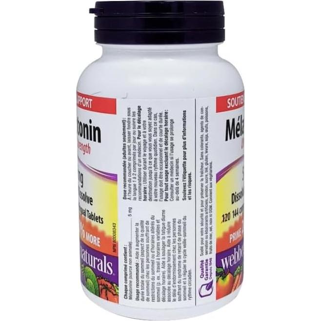 Melatonina Sublingual Webber Naturals 5 mg 144 Tabletas
