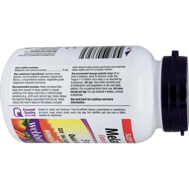 Melatonina Sublingual Webber Naturals 5 mg 144 Tabletas