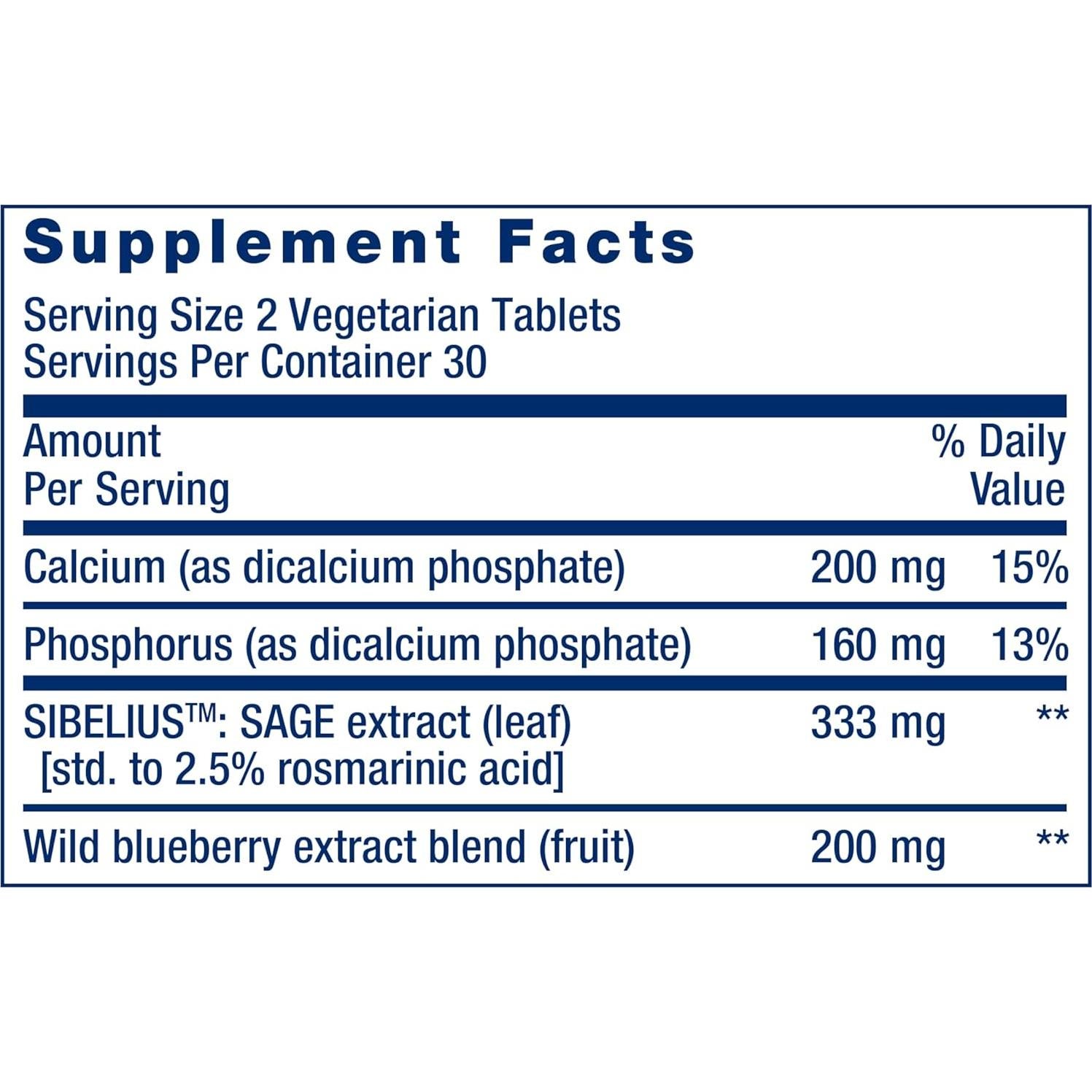 Suplemento Cognitex Elite Pregnenolona Life Extension - 60 Tabletas Vegetarianas para Memoria y Enfoque
