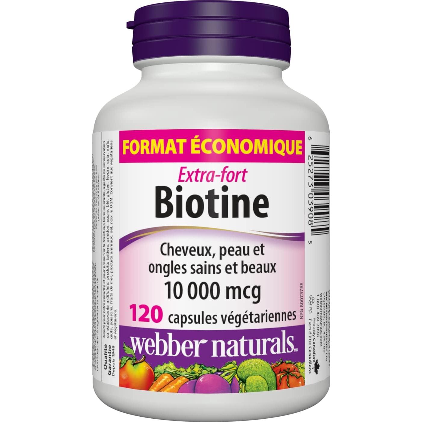 Biotina Webber Naturals 10,000 mcg 120 Cápsulas