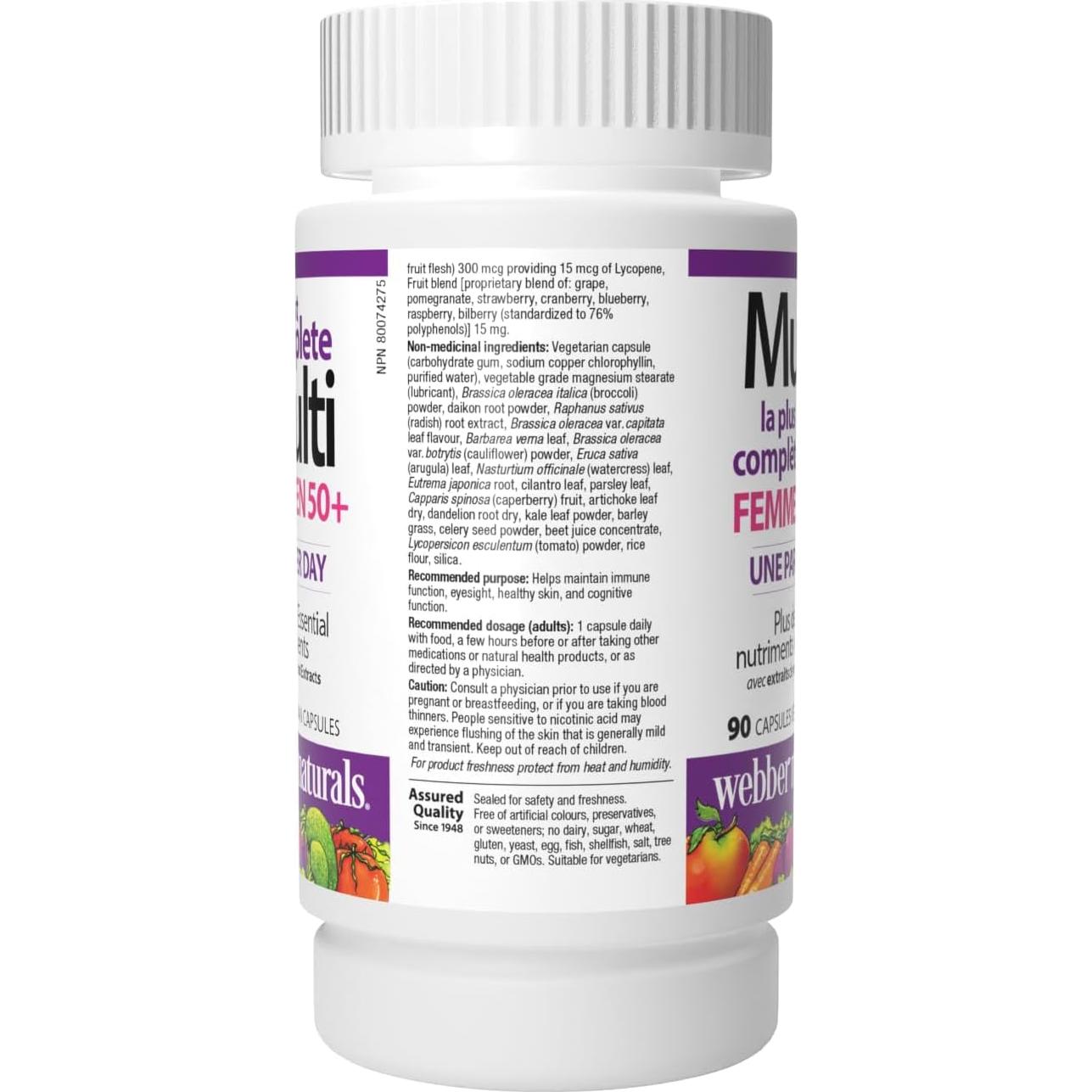 Webber Naturals Multi Completo Mujeres 50+ 90 Cápsulas Vegetarianas