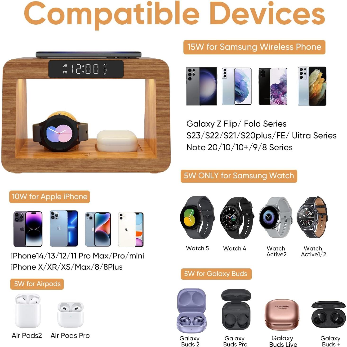 Estación de Carga Inalámbrica Samsung 5 en 1 con Reloj