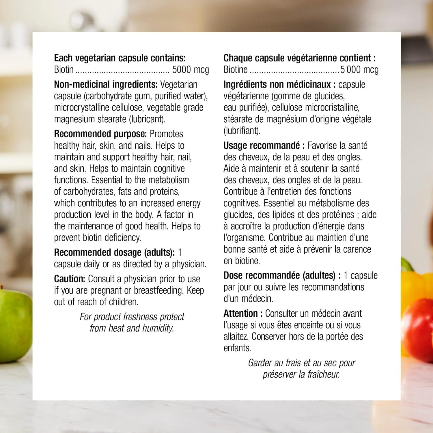 Biotina 5000 mcg Webber Naturals 60 Cápsulas Vegetarianas