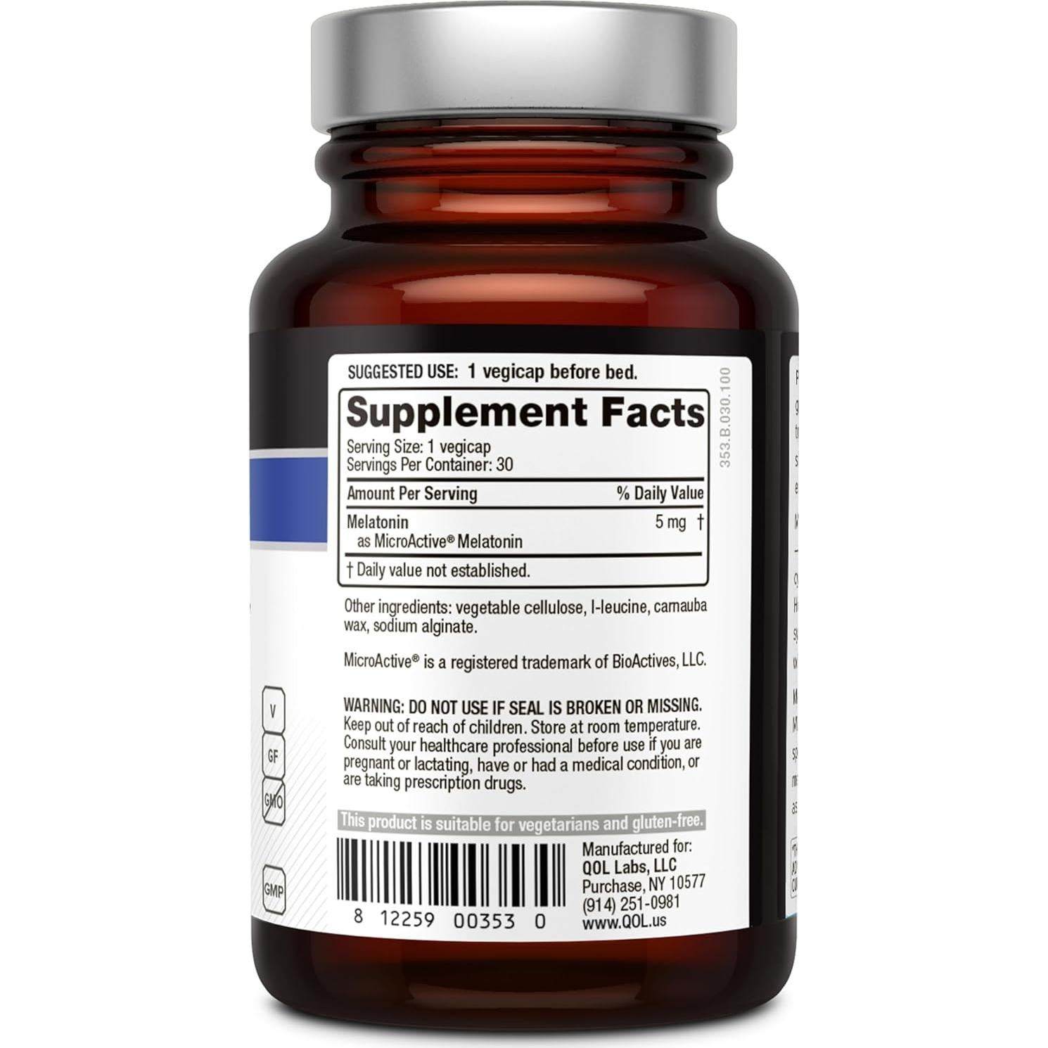 Suplemento de Melatonina Premium Calidad de Vida 5mg 30 Vegicaps